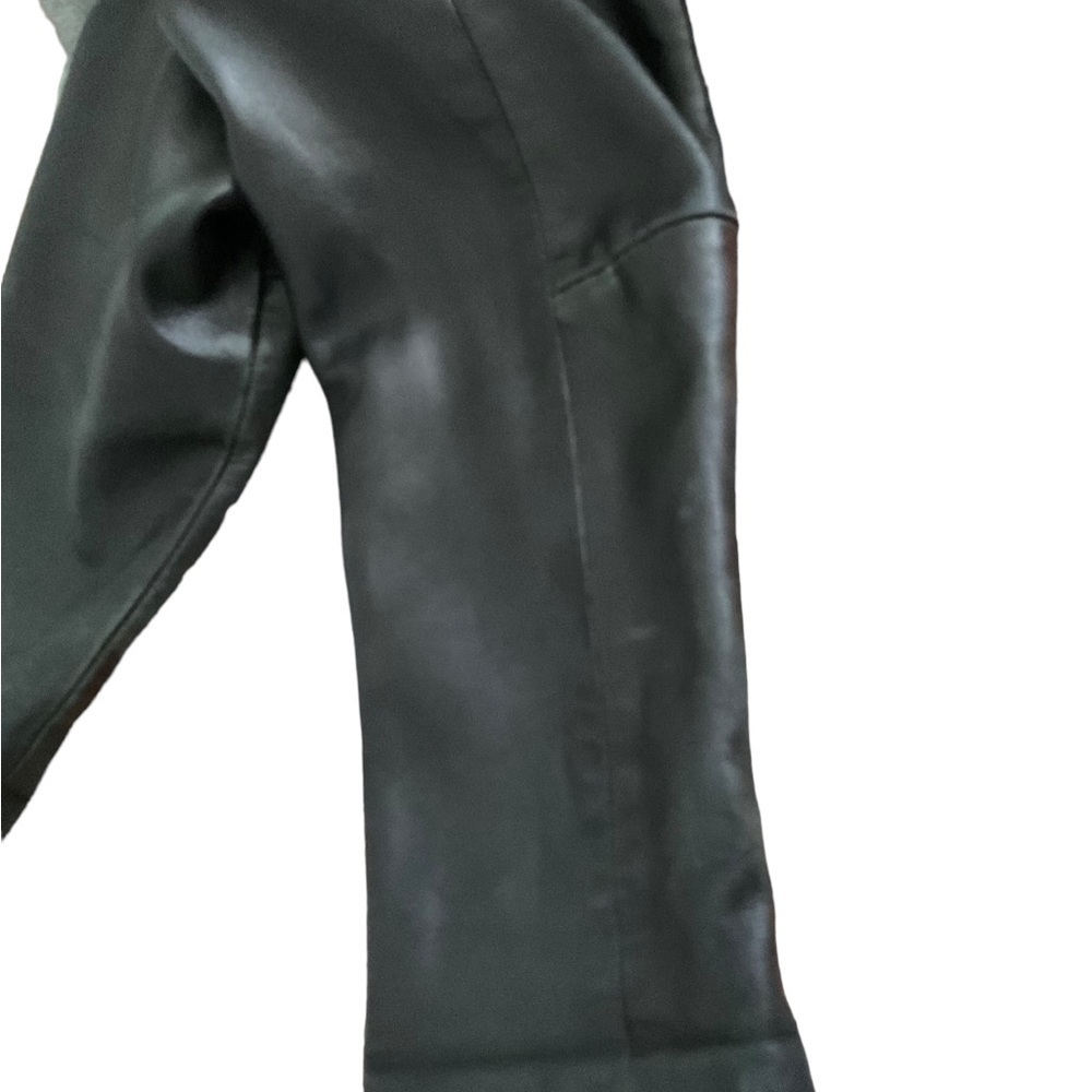 Concept Black Leather Vintage Bomber Jacket Coat Hood S Women Biker Y2K - Picture 13 of 15